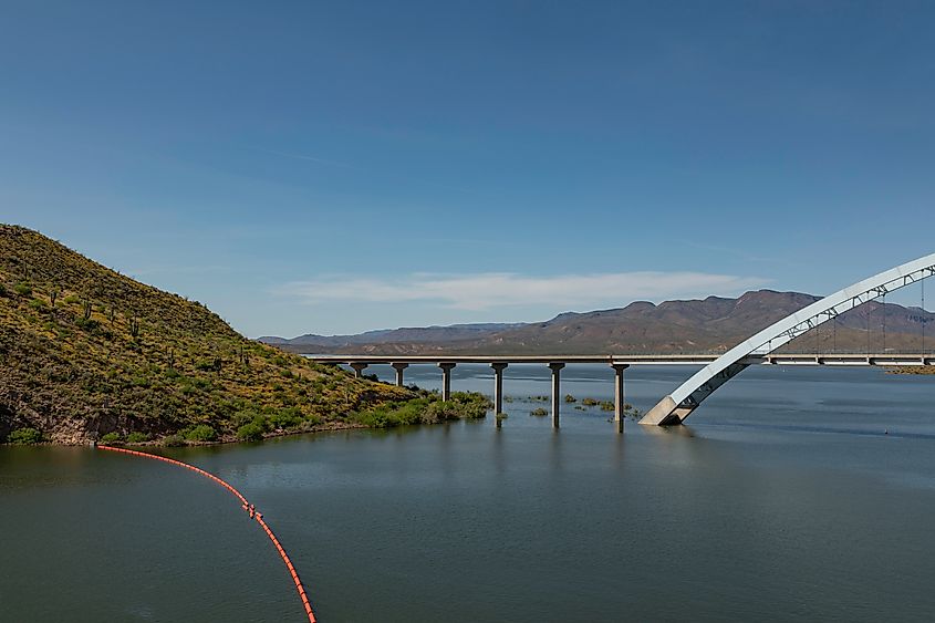 The stunning landscape of Roosevelt Lake, Arizona.