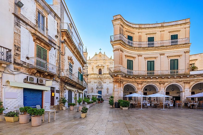 Piazza Maria Immacolata and the Basilica di San Martino in Martina Franca, Italy