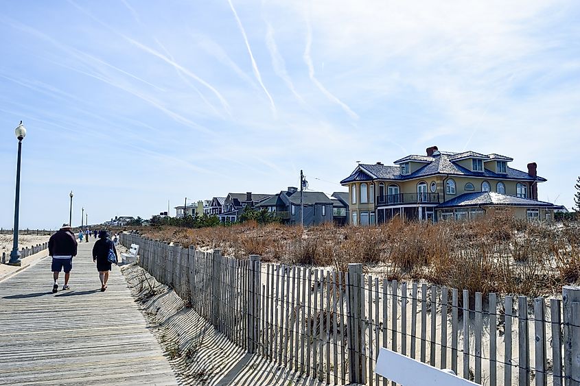 Boardwalk by the beach at Rehoboth Beach, Delaware.