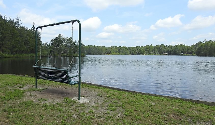 Tourist can enjoy a relaxing day trip to scenic Lake Horicon Park in Lakehurst, Ocean County, New Jersey.
