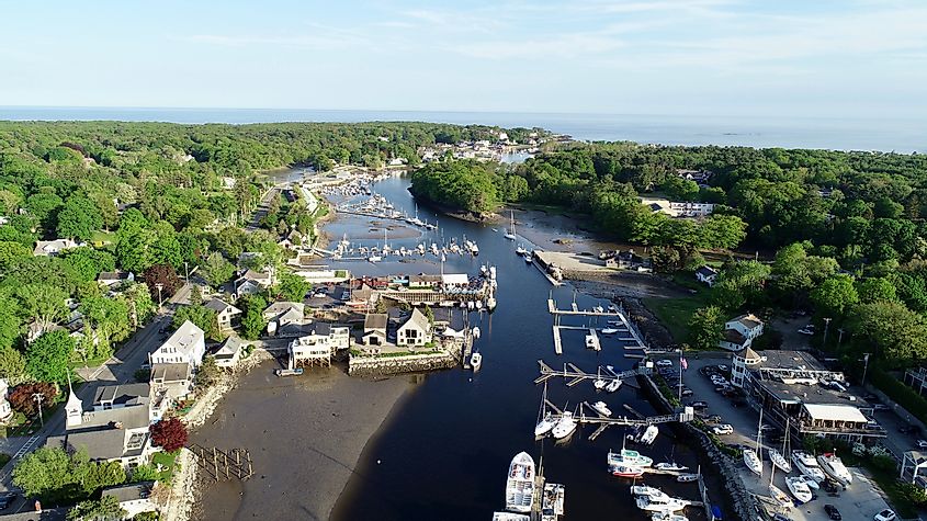 Boats docked at Kennebunkport on gorgeous spring day.