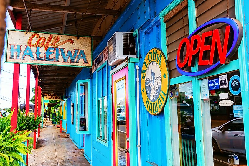 colorful stores in Haleiwa. 