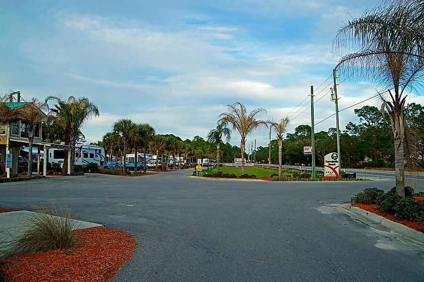 View of Carrabelle RV resort, via Fsendek/Shutterstock