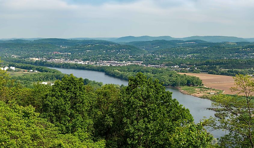 A view of Williamsport, Pennsylvania from a mountain lookout.