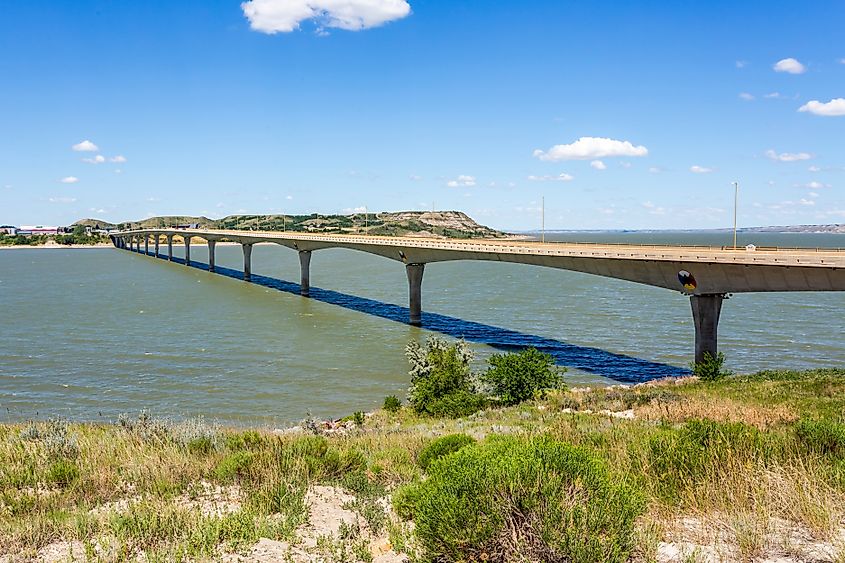 Four Bears Bridge in North Dakota built over the Missouri River in New Town.