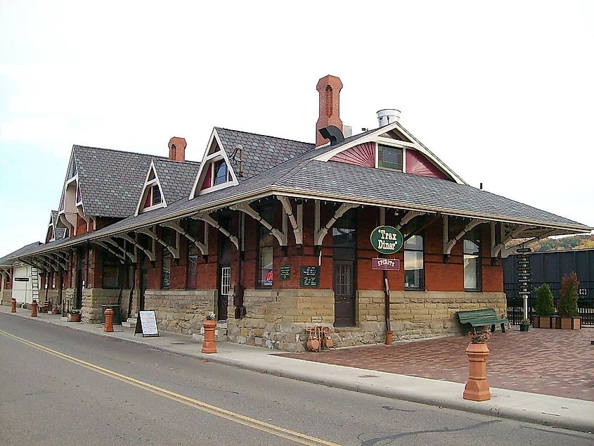 The Pennsylvania Railroad Depot and Baggage Room also known as the Dennison Depot in Dennison, Ohio.