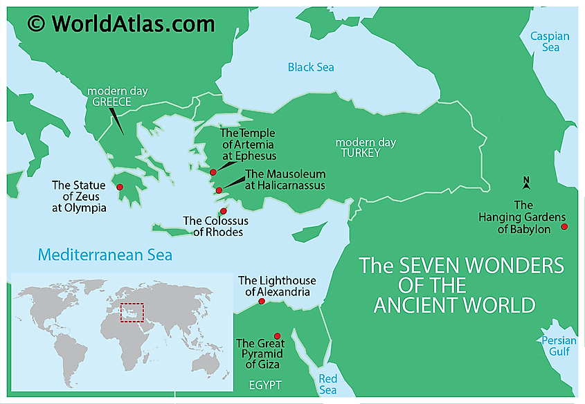 Ancient 7 wonders of the world map