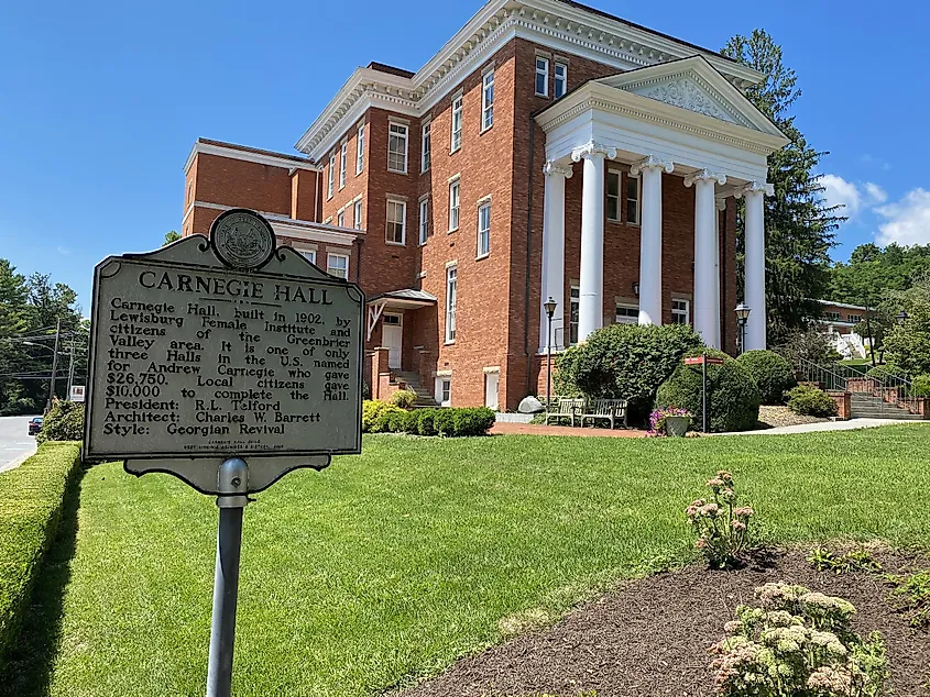 Carnegie Hall in Lewisburg, West Virginia. Image credit sshepard via iStock.com