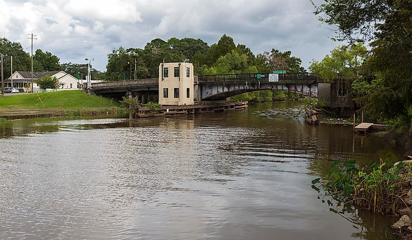 A bridge over the river in New Iberia, Louisiana