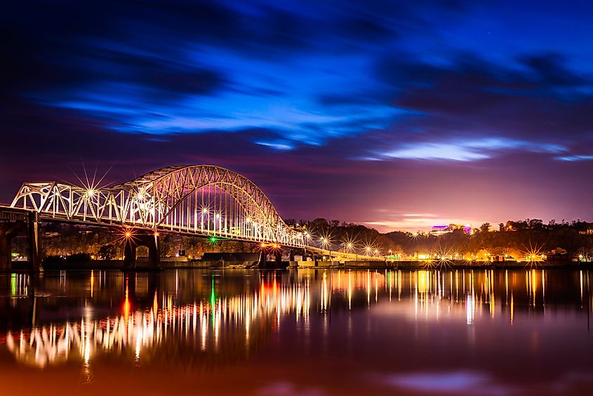 Beautiful Julien Dubuque Bride at night after sunset.