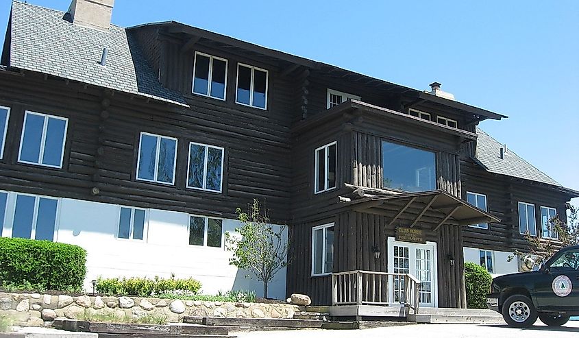 Front of the Dune Acres Clubhouse, located at the upper end of Clubhouse Drive in Dune Acres, Indiana