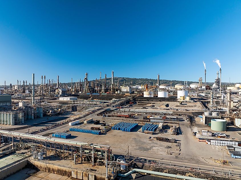 Aerial Phillips 66 Los Angeles Oil Refinery in Wilmington, California