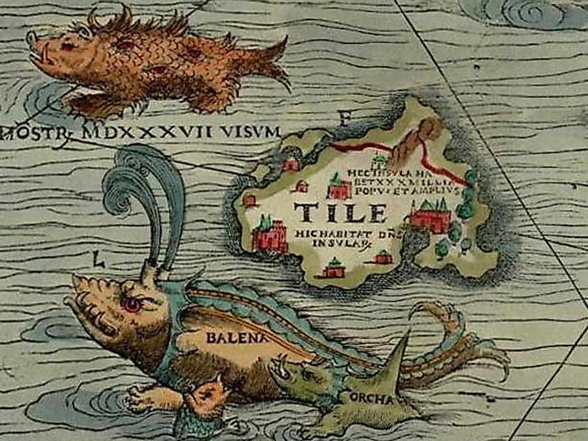 A depiction of the mythical island of Thule on the Carta Marina