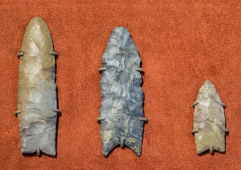 Clovis spearpoints on display at the Cleveland Museum of Natural History. These are 13,000 years old.