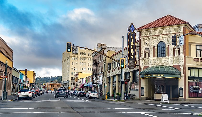 The Liberty Theater and downtown Astoria, Oregon