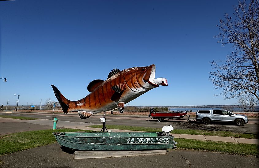 A giant fish sculpture in Ashland Wisconsin.