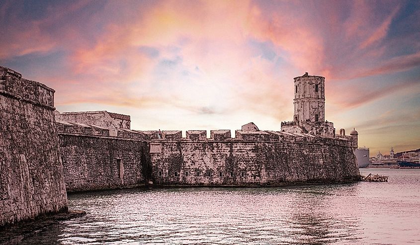 La Fortaleza, San Juan, Puerto Rico at sunset. 