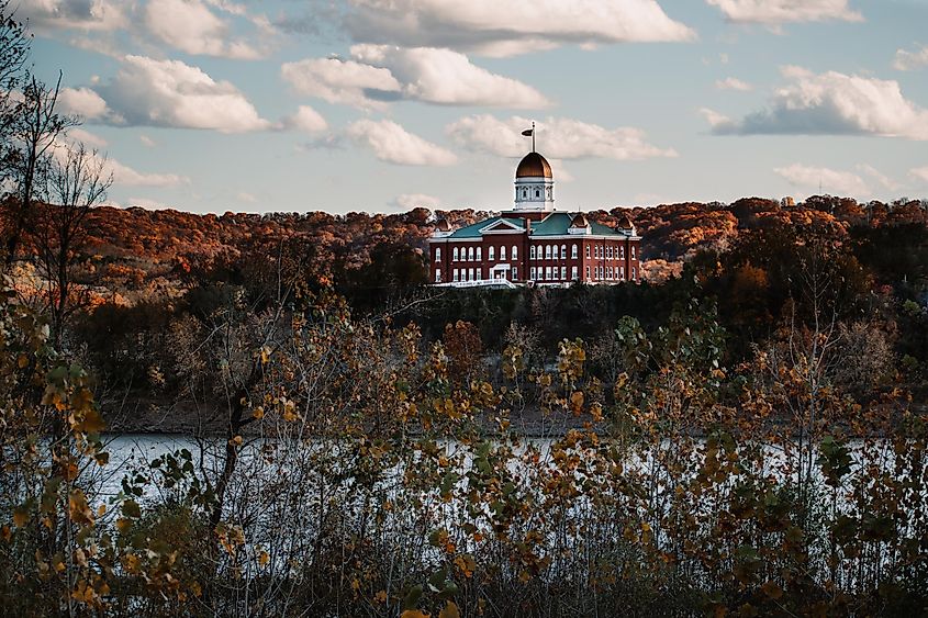 Hermann, Missouri: A riverfront view of the Gasconade County Courthouse.