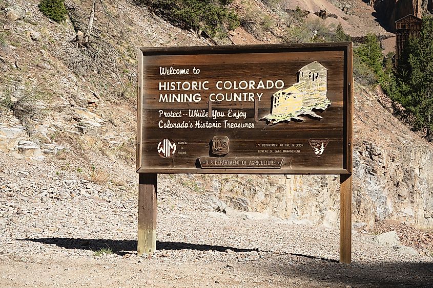 Sign welcoming visitors to the historic mining town of Creede, Colorado