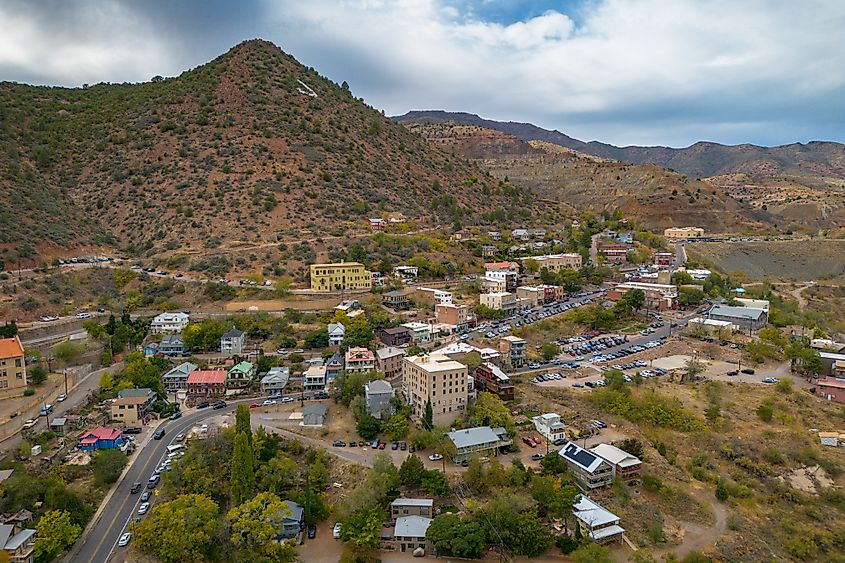Aerial views of the historic town of Jerome, Arizona