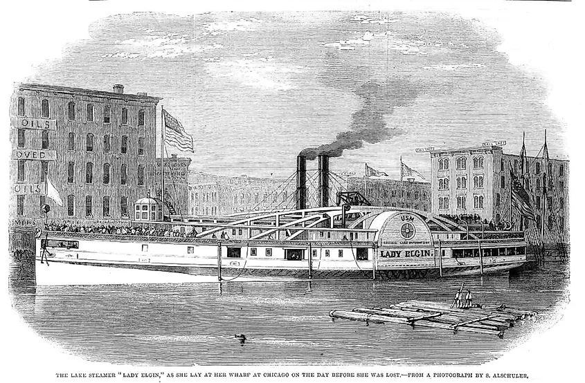 Steamer Lady Elgin in 1860.