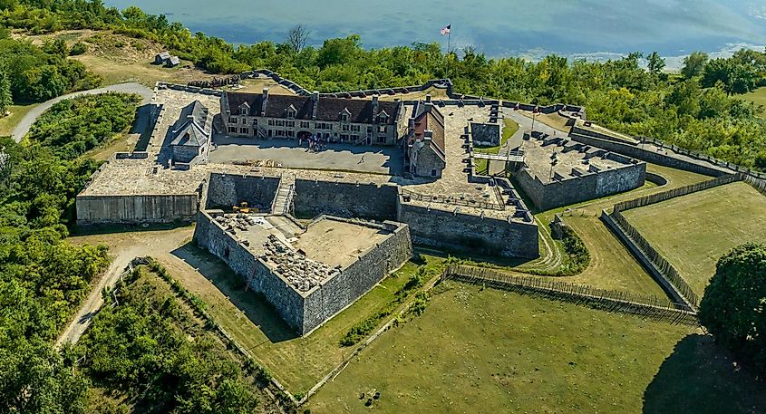 An aerial view of Fort Ticonderoga on Lake George in upstate New York.