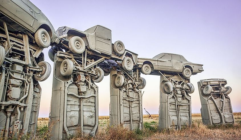 Carhenge - famous car sculpture created by Jim Reinders, a modern replica of England's Stonehenge using old cars in Alliance NE.