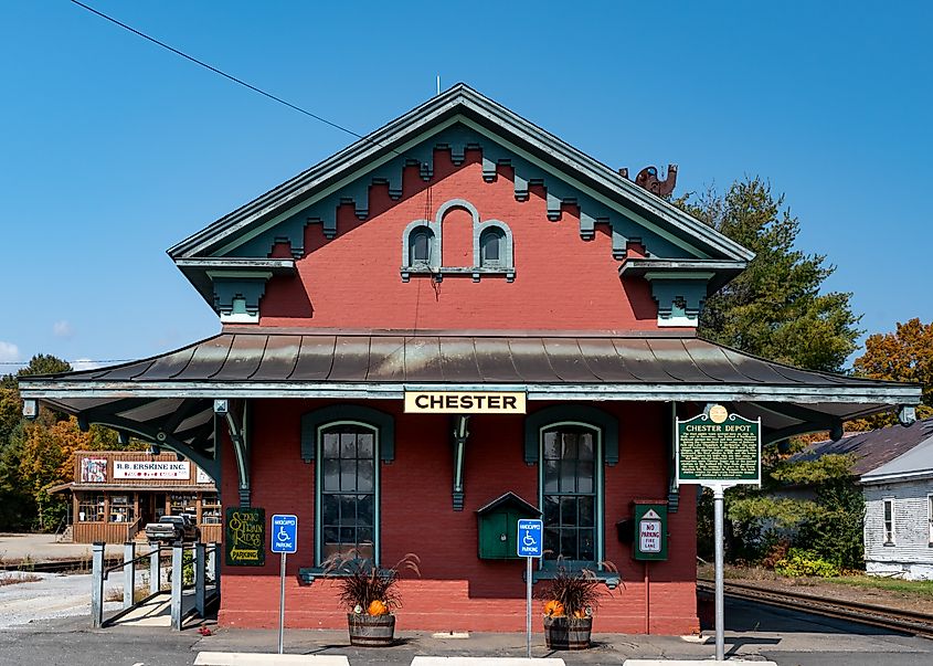 The train station depot in Chester, Vermont