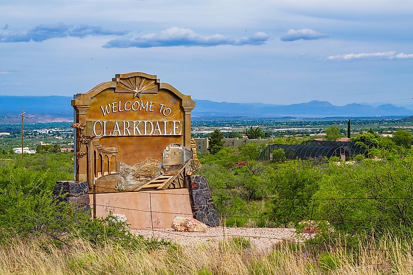 Sign welcoming visitors to Clarkdale, Arizona