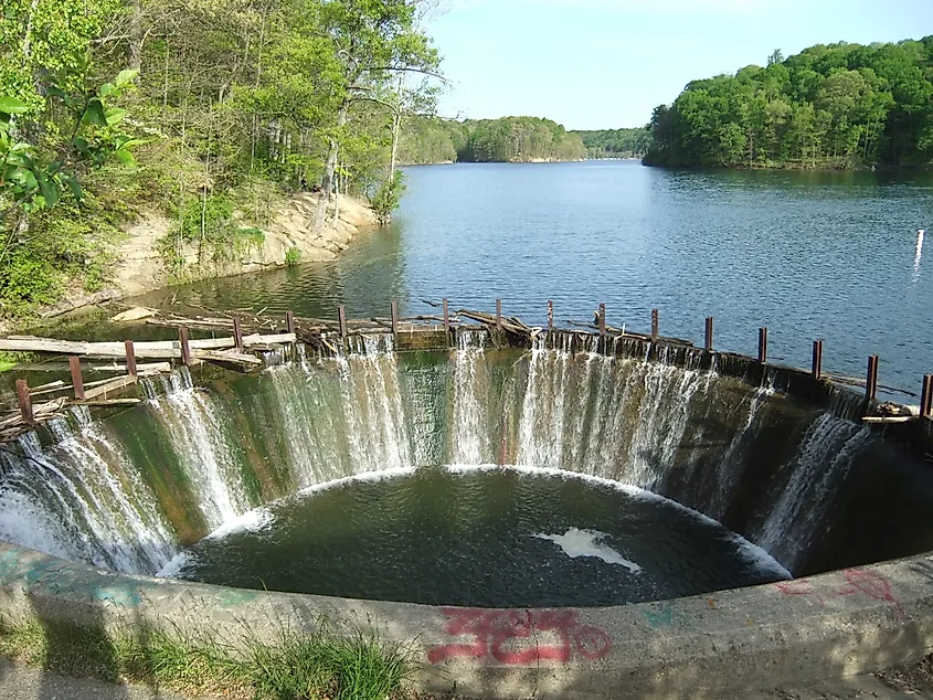 Griffy Lake, Bloomington, Indiana. Photos taken on or near the dam at the western end of the lake.