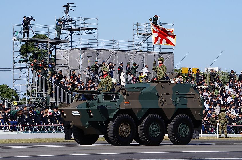 reconnaissance vehicle in the inspection parade of Japan Ground Self Defense Force in Asaka