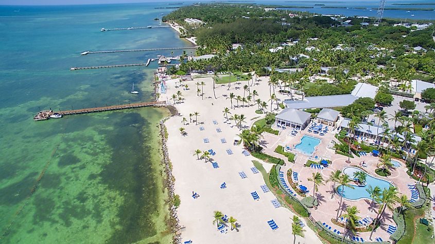 Aerial view of tropical paradise island, Islamorada, Florida Keys