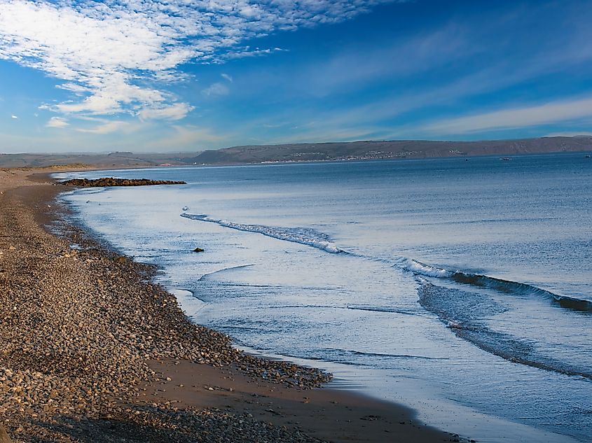 Waves At The Shore In Tywyn Wales.