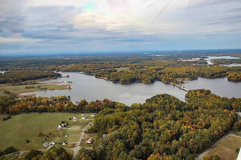 Aerial view of Lake Anna Virginia.