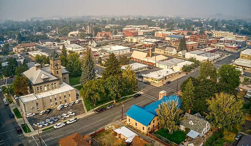 Aerial View of Baker City, Oregon.