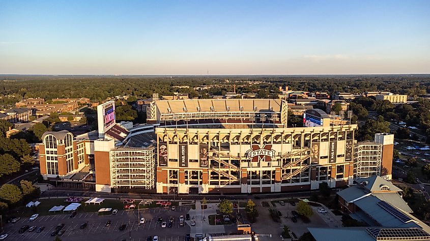 Davis Wade Stadium, home of the Mississippi State University Bulldogs football team.