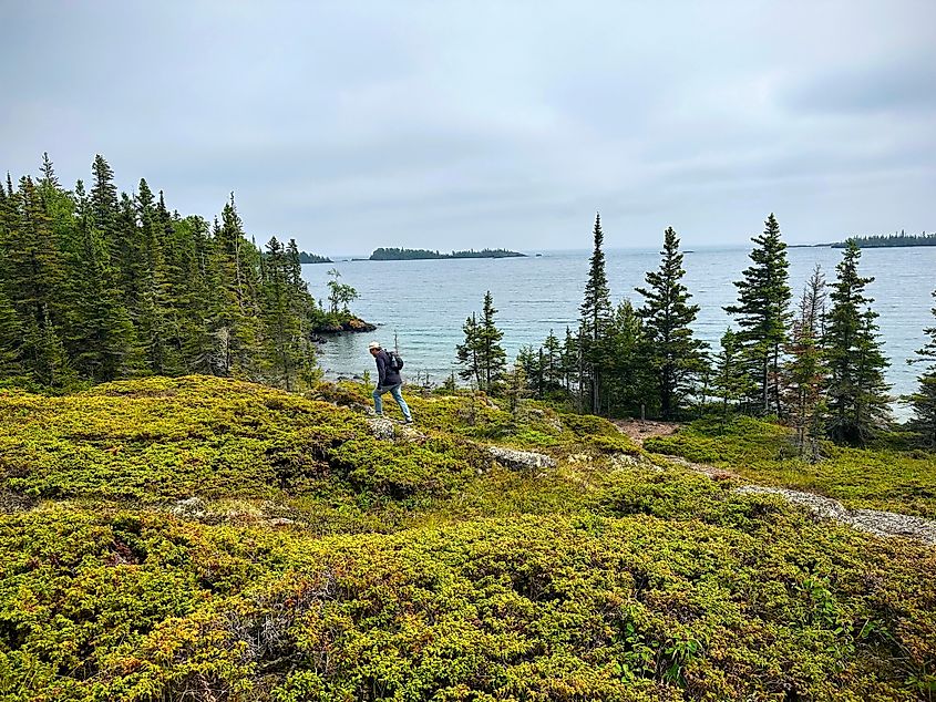 Hiking through Isle Royale National Park.
