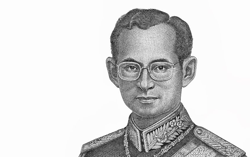 King Bhumibol Adulyade (Rama IX), Portrait from Thailand 100 Baht 2010 Banknotes.