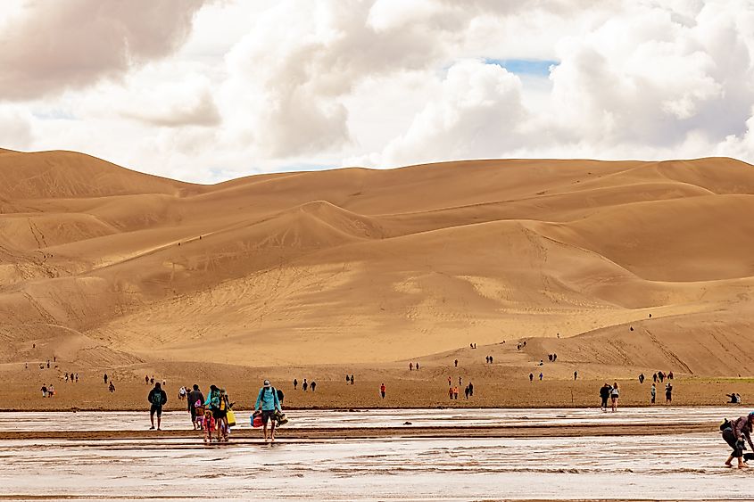 People at the Sand Pit of Great Sand Dunes National Park and Preserve, Colorado