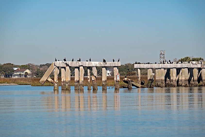 Remains of the Pitt Street Bridge, which connected Mount Pleasant with Sullivan's Island