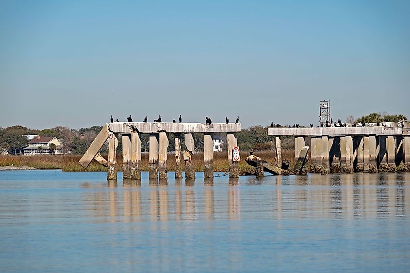 Remains of the Pitt Street Bridge, which connected Mount Pleasant with Sullivan's Island