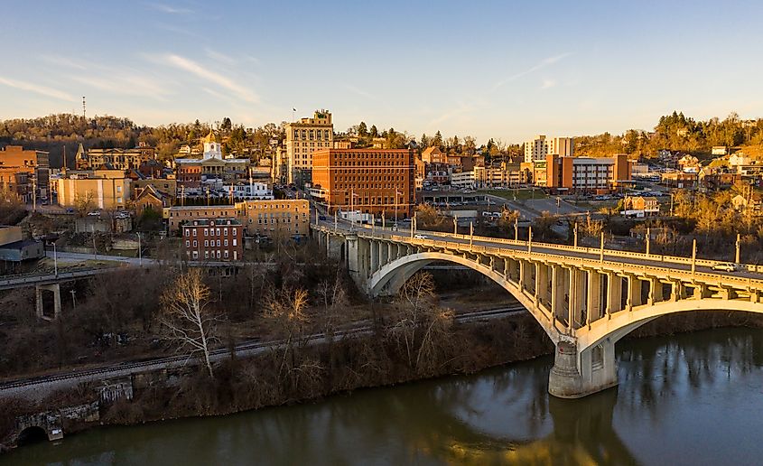 Downtown cityscape of Fairmont, West Virginia