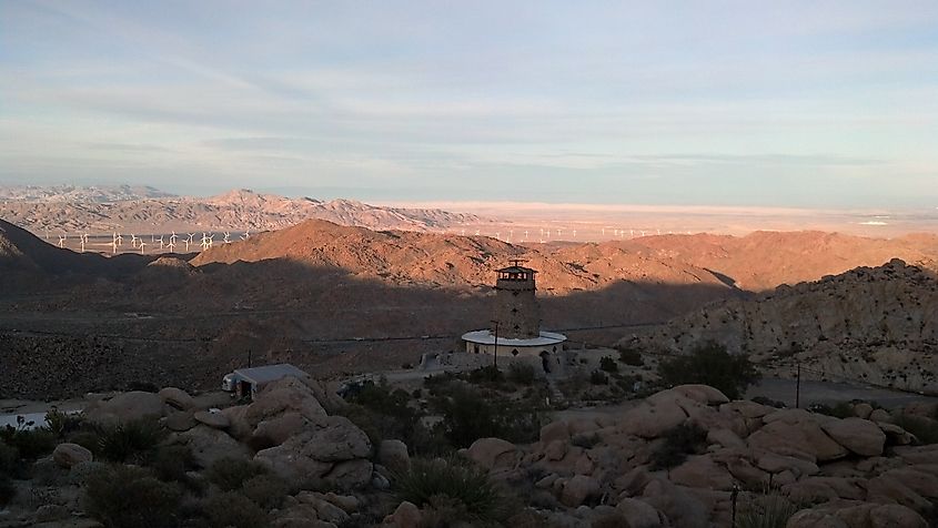 The Desert View Tower, California. Mary Schultz, CC BY-SA 3.0 <https://creativecommons.org/licenses/by-sa/3.0>, via Wikimedia Commons