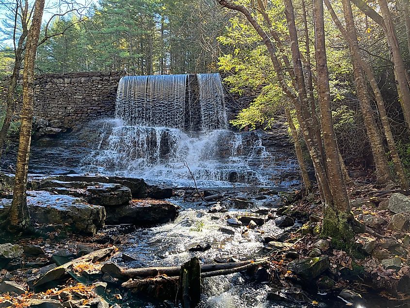 The Stametz Dam waterfall in the Hickory Run State Park, White Haven, Pennsylvania.
