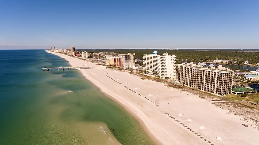 Aerial view of Orange Beach, Alabama.