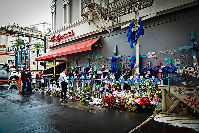 Memorial for an attack in New Orleans, Louisiana.
