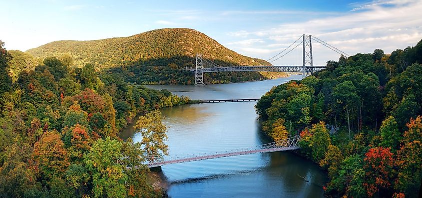 Hudson River Valley panorama in autumn.