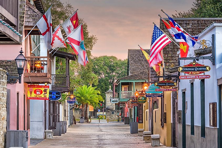 Shops and inns line St. George. Once the main street, it is still considered the heart of the city, via Sean Pavone / Shutterstock.com