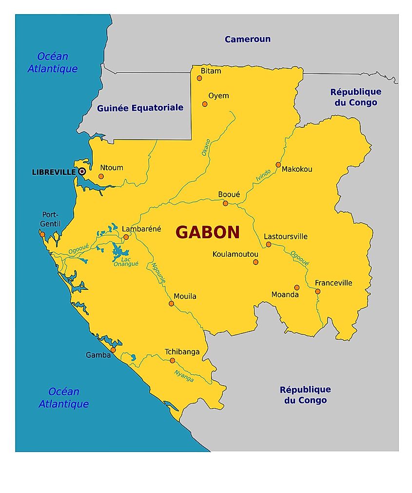 Map showing the Ivindo River in Gabon.