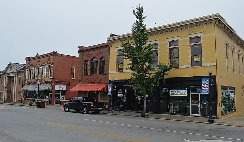 Store fronts on the Main street, Somerset, Kentucky.